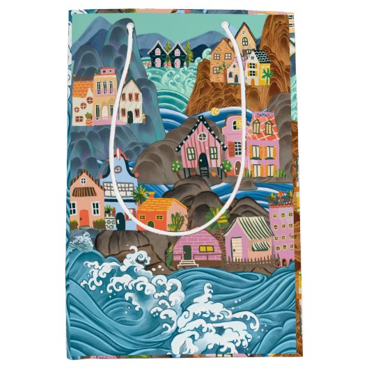 Floral Wrapping Paper Medium Gift Bag Mittlere Geschenktüte (Vorderseite)