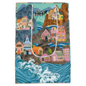 Floral Wrapping Paper Medium Gift Bag Mittlere Geschenktüte (Rückseite)