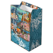 Floral Wrapping Paper Medium Gift Bag Mittlere Geschenktüte (Rückseite Schrägansicht)