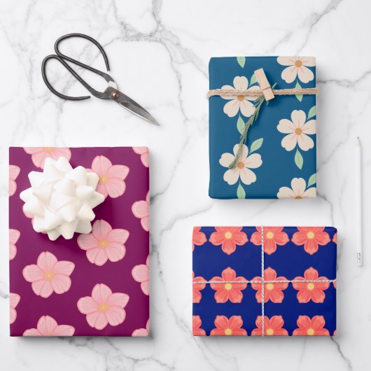 Floral Wrapping sheets Geschenkpapier Set (Vorderseite)