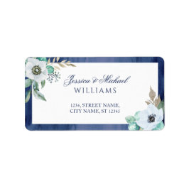 Floral Wreath Anemon Blue Adressaufkleber