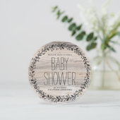 Floral Wreath | BABYDUSCHE AUS Holz Einladung (Stehend Vorderseite)
