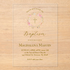 floral wreath | Baptism Acryleinladungen