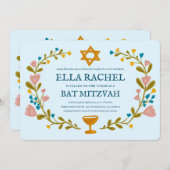 Floral Wreath Bat Mitzvah Handgezeichnet Custom Einladung
