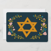 Floral Wreath Bat Mitzvah Handgezeichnet Custom Einladung (Rückseite)