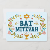 Floral Wreath Bat Mitzvah Handgezeichnet Custom Einladung (Rückseite)
