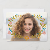 Floral Wreath Bat Mitzvah Handgezeichnet Custom Einladung (Rückseite)