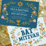 Floral Wreath Bat Mitzvah Handgezeichnet Custom Einladung<br><div class="desc">Perfekte Karte, um eine Bar mitzvah, Fledermausmitzvah oder andere jüdische Feier anzukündigen! Handgemachte Kunst für Sie! Vollständig anpassbar! Klicken Sie auf "Personalisieren" oben, um den Text zu bearbeiten. Klicken Sie auf "Bearbeiten mit dem Designwerkzeug", um die Schriftart, Farben und Einstellungen anzupassen. Auch können Sie den Kartenstil so ändern, dass er...</div>