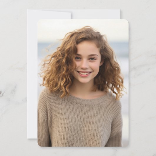 Floral Wreath Bat Mitzvah Handgezeichnet Custom Einladung (Rückseite)