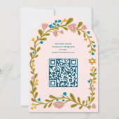 Floral Wreath Bat Mitzvah Handgezeichnet Custom QR Einladung (Rückseite)