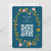 Floral Wreath Bat Mitzvah Handgezeichnet Custom QR Einladung (Rückseite)
