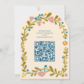 Floral Wreath Bat Mitzvah Handgezeichnet Custom QR Einladung (Rückseite)