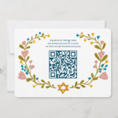 Floral Wreath Bat Mitzvah Handgezeichnet Custom QR Einladung (Rückseite)