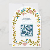 Floral Wreath Bat Mitzvah Handgezeichnet Custom QR Einladung (Rückseite)