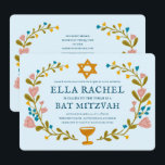 Floral Wreath Bat Mitzvah Handgezeichnet Custom QR Einladung<br><div class="desc">Perfekte Karte, um eine Bar mitzvah, Fledermausmitzvah oder andere jüdische Feier anzukündigen! Handgemachte Kunst für Sie! Vollständig anpassbar! Klicken Sie oben auf "Personalisieren", um den Text zu bearbeiten und den QR-Code auf der Rückseite mit einem eigenen Link zu versehen. Klicken Sie auf "Bearbeiten mit dem Designwerkzeug", um die Schriftart, Farben...</div>