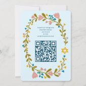 Floral Wreath Bat Mitzvah Handgezeichnet Custom QR Einladung (Rückseite)