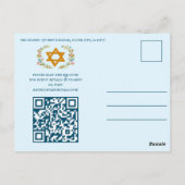 Floral Wreath Bat Mitzvah Handgezeichnet Custom QR Postkarte (Rückseite)