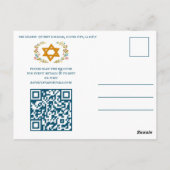 Floral Wreath Bat Mitzvah Handgezeichnet Custom QR Postkarte (Rückseite)