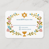 Floral Wreath Bat Mitzvah Handgezeichnet Custom UA Begleitkarte (Vorderseite)