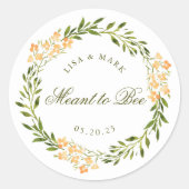 Floral Wreath Beant Honey Gastgeschenk Hochzeit Runder Aufkleber (Vorderseite)