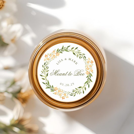 Floral Wreath Beant Honey Gastgeschenk Hochzeit Runder Aufkleber