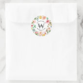 Floral Wreath Boho Monogram Rücksendeadresse Runder Aufkleber (Tasche)