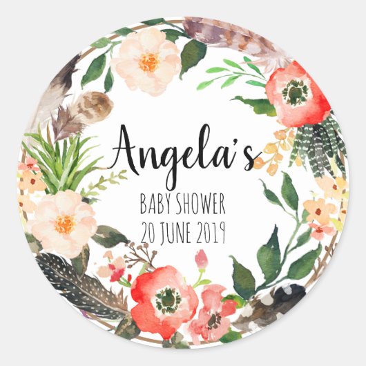 Floral Wreath Botanic Danke Sticker (Vorderseite)