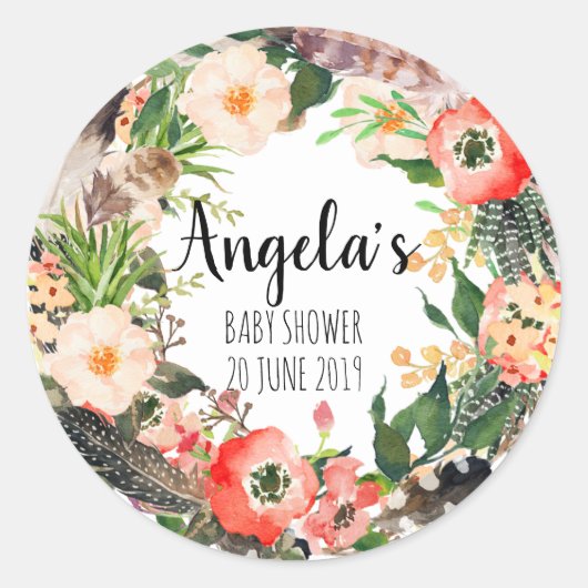 Floral Wreath Botanic Danke Sticker (Vorderseite)