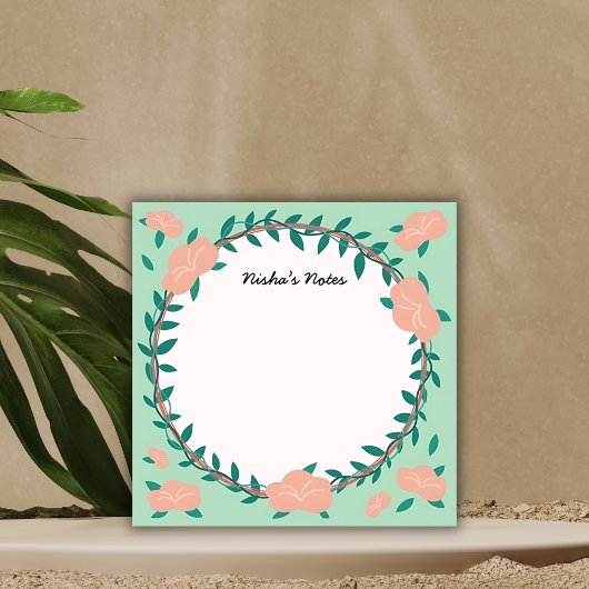 Floral Wreath - Botanical Greenhouse Sticky Notes Post-it Klebezettel
