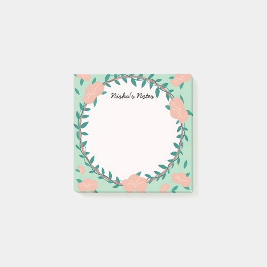 Floral Wreath - Botanical Greenhouse Sticky Notes Post-it Klebezettel (Vorderseite)