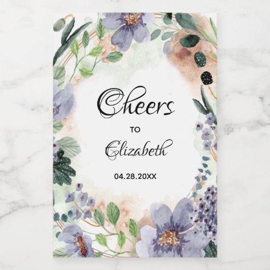 Floral Wreath Brautparty Mini Weinetikett (Einzelnes Label)