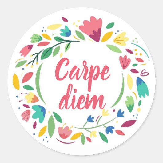 Floral Wreath Carpe Diem Stickers (Vorderseite)