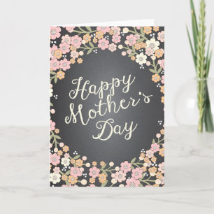 Floral Wreath Chalkboard Happy Mother Day Card Karte