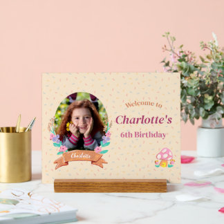 Floral Wreath Cream Kindergeburtstag Foto Willkomm Acrylschild