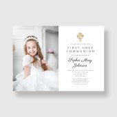 Floral Wreath Cross Foto Girl First Communation Einladung