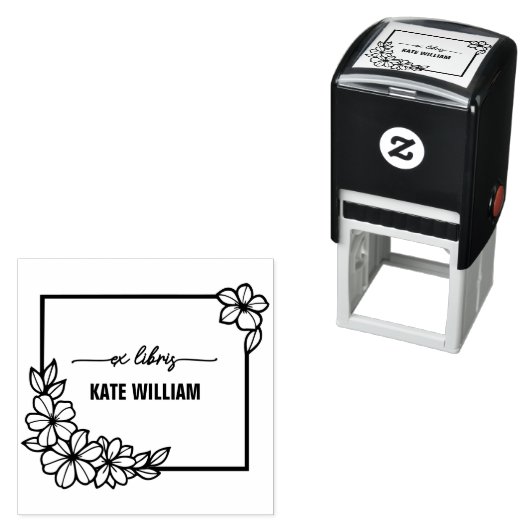 Floral Wreath Custom ex libris Permastempel (Beispiel)