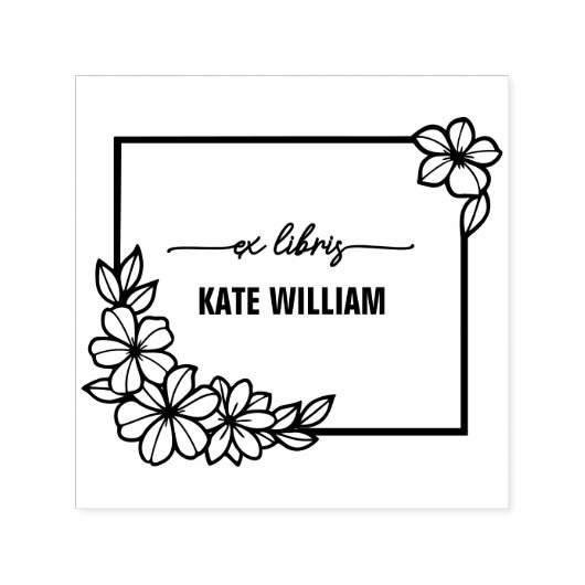 Floral Wreath Custom ex libris Permastempel (Design)
