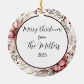 Floral Wreath Custom Photo Keramik Ornament (Hinten)