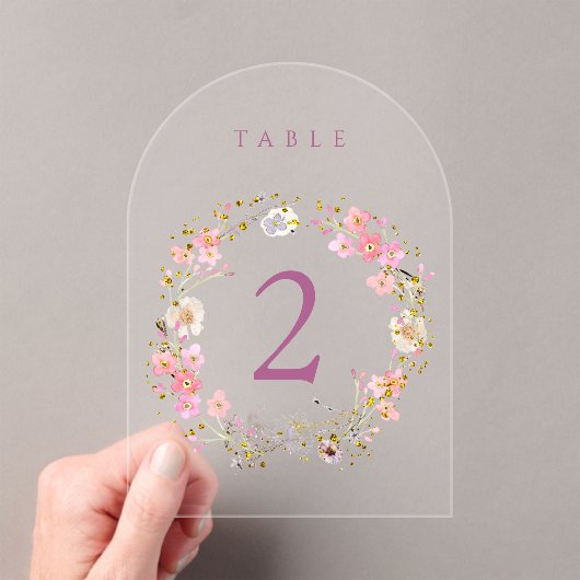 floral wreath design table number acryleinladungen (Insitu (Handheld))