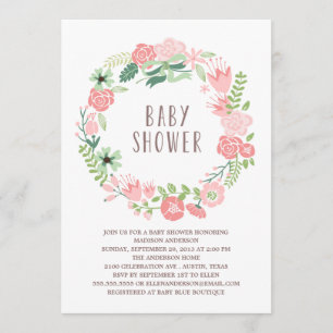 Floral Wreath Einladung der Babydusche