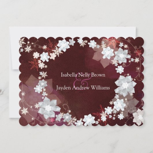 Floral Wreath Einzigartige Winterhochzeit Einladung (Vorderseite)