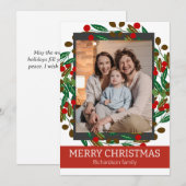 Floral Wreath Elegantes Foto Feiertagskarte (Vorne/Hinten)