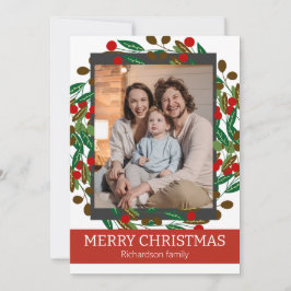 Floral Wreath Elegantes Foto Feiertagskarte