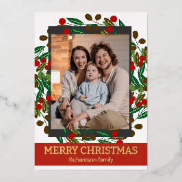 Floral Wreath Elegantes Foto Folien Feiertagskarte