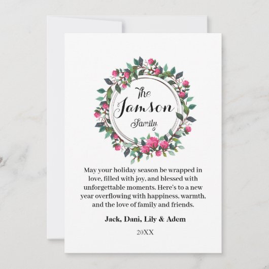 Floral Wreath Family Holiday Ferienwohnung Karte (Vorderseite)