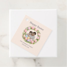 Floral Wreath & Family Photo Personalized Easter  Geschenkanhänger