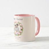 Floral Wreath & Family Photo Personalized Easter  Tasse (VorderseiteRechts)