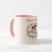 Floral Wreath & Family Photo Personalized Easter  Tasse (Vorderseite Links)