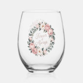 Floral Wreath “Forever & Always” Weinglas Ohne Stiel (Rückseite)