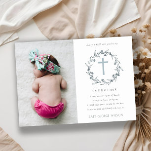 Floral Wreath Foto Godmutter Vorschlag einladen Dankeskarte